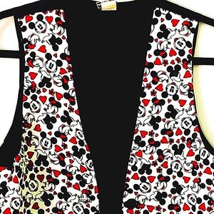 Vintage 90s Disney Mickey & Minnie Mouse Hearts Pattern 3 Button Up Vest Top S/M